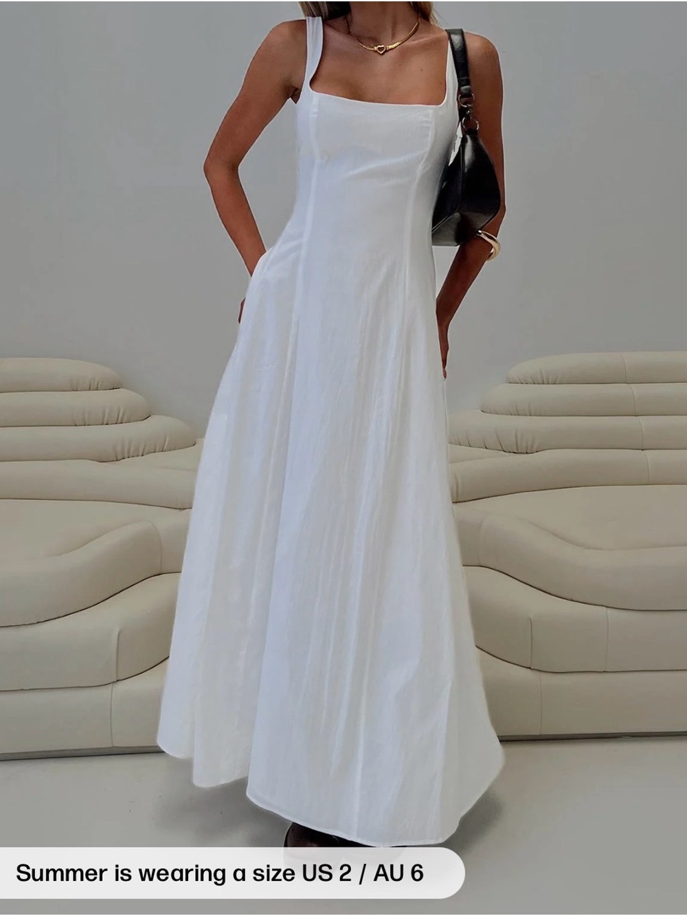 Princess Polly White Square-Neck Maxi Dress